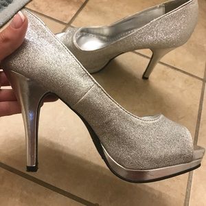 Silver high heels